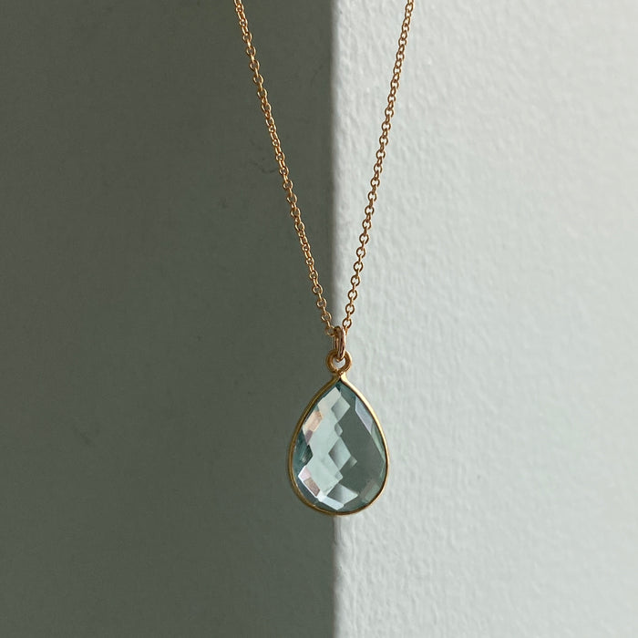 light blue quartz teardrop necklace