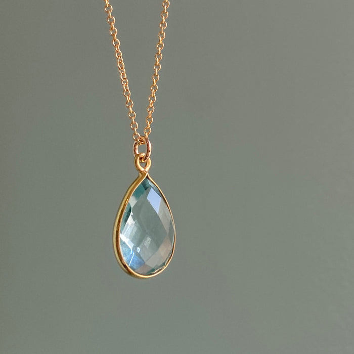 light blue quartz teardrop necklace