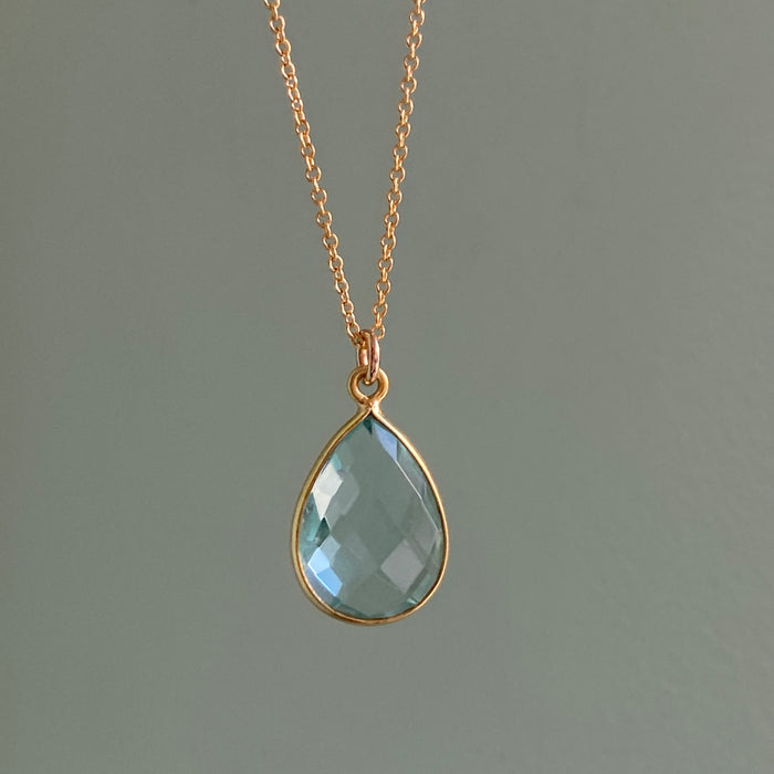 light blue quartz teardrop necklace