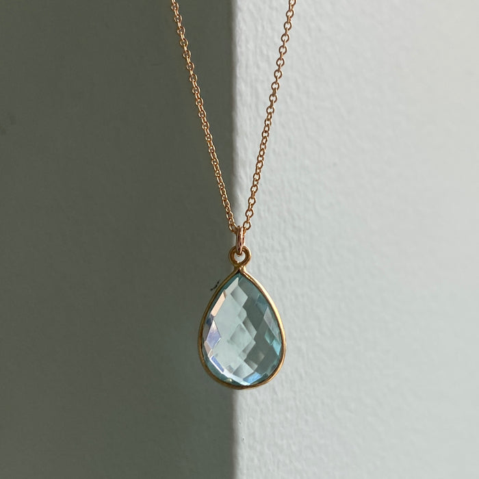 light blue quartz teardrop necklace