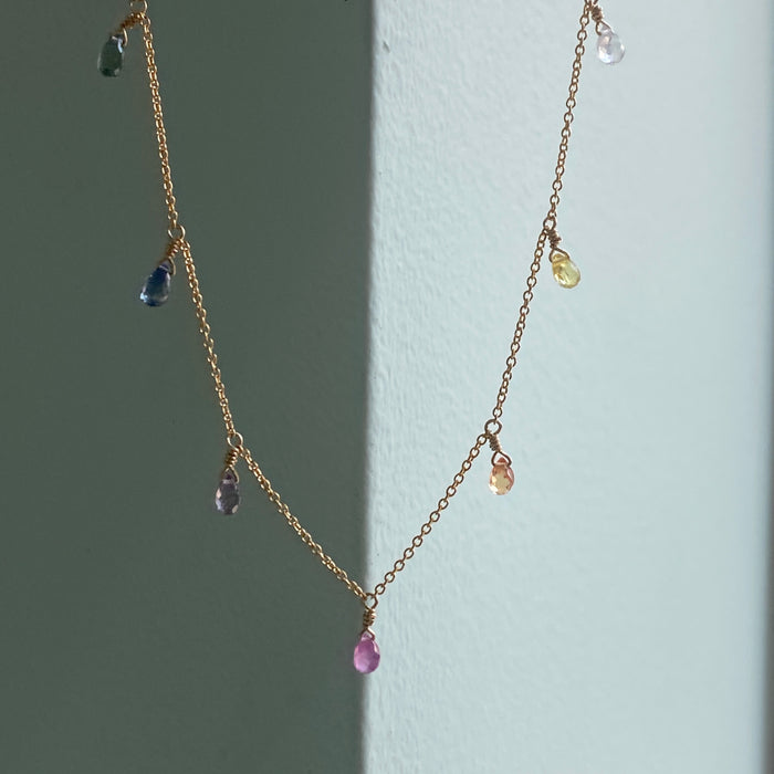 multi sapphire drops necklace