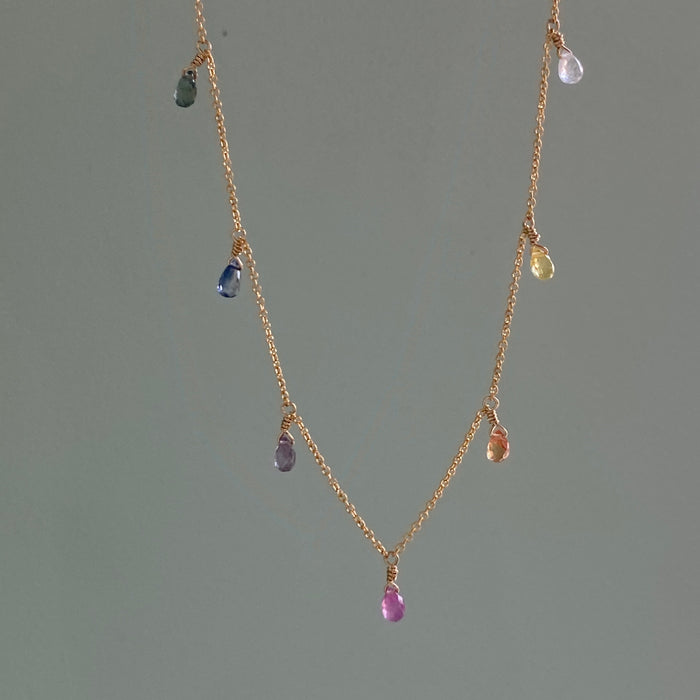 multi sapphire drops necklace