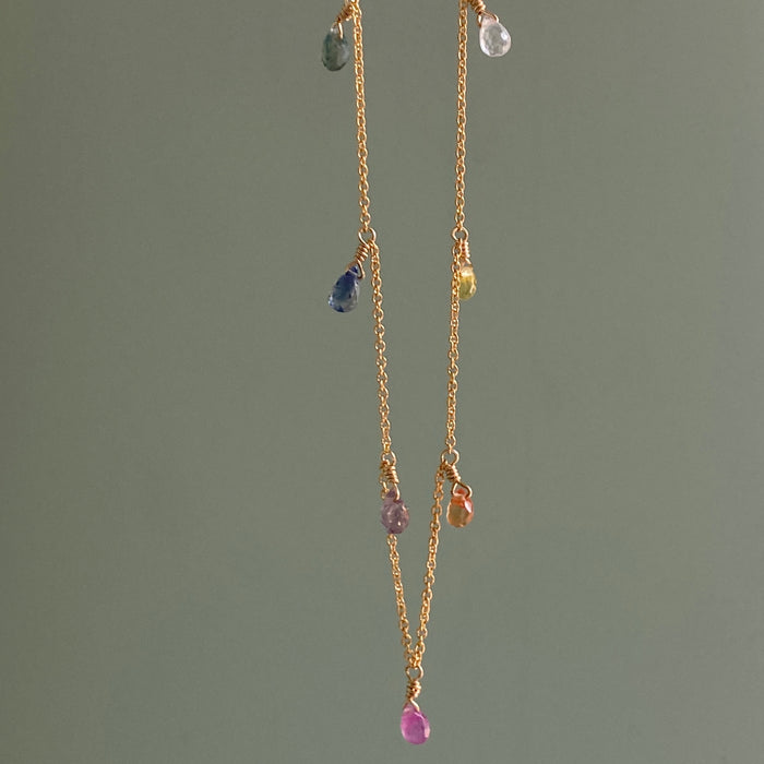 multi sapphire drops necklace