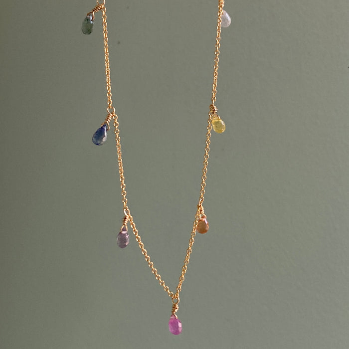 multi sapphire drops necklace