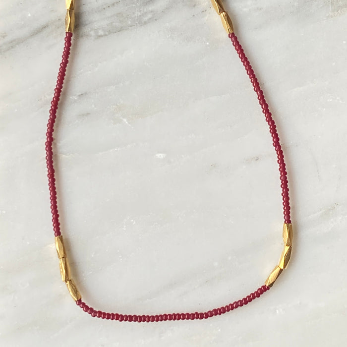 Red Seed + Gold Vermeil Necklace