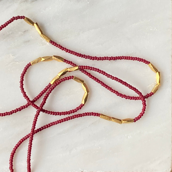 Red Seed + Gold Vermeil Necklace