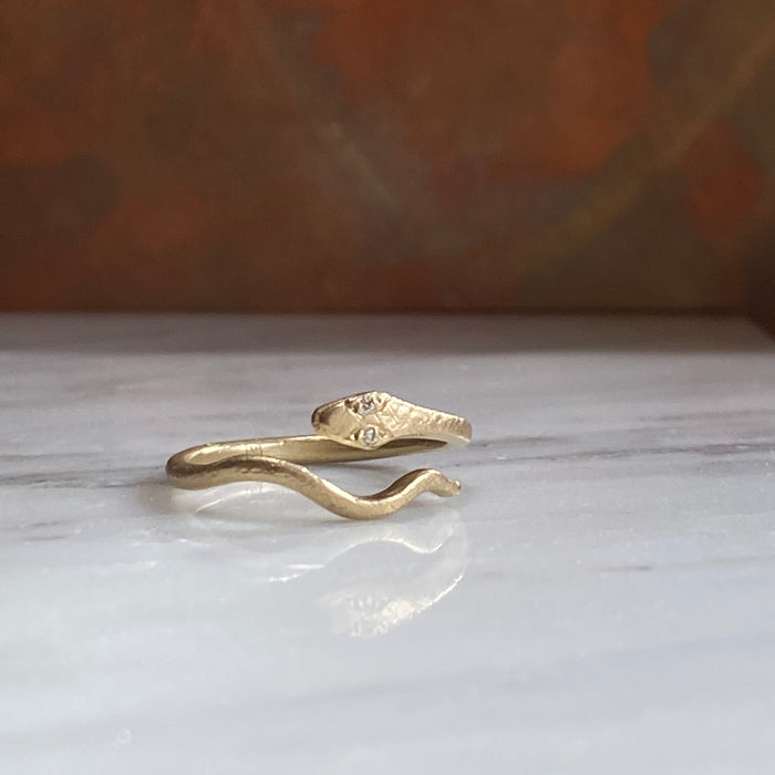 Snake Ring with Diamond Eyes