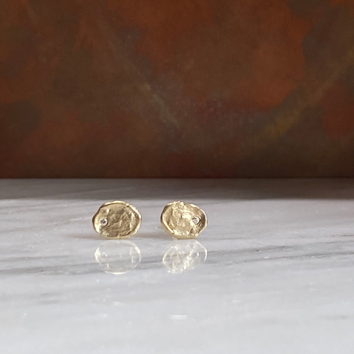 Golden Flake with Diamond Earrings