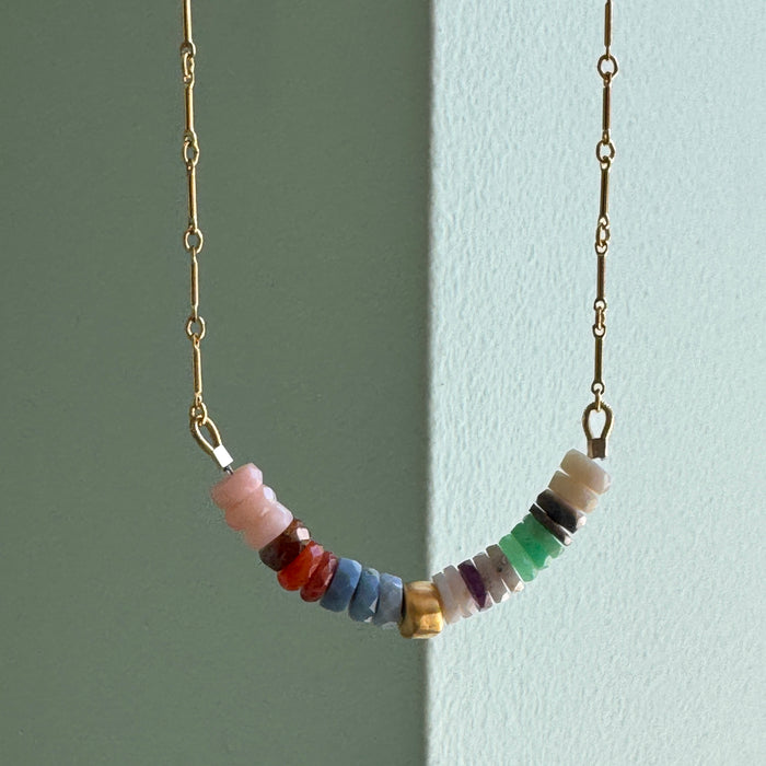 Stacked opals necklace: Vermeil