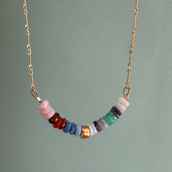 Stacked opals necklace: Vermeil