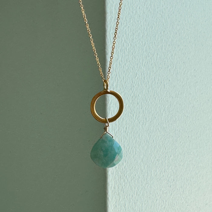 Circle w. amazonite necklace: Vermeil