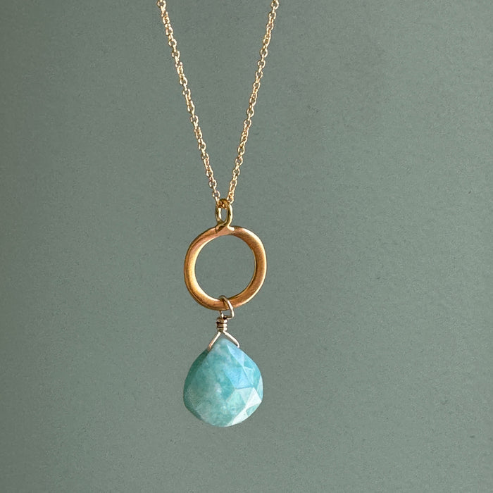 Circle w. amazonite necklace: Vermeil