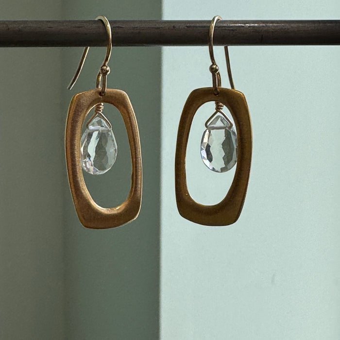 Rectangle w. green amethyst earrings: Vermeil