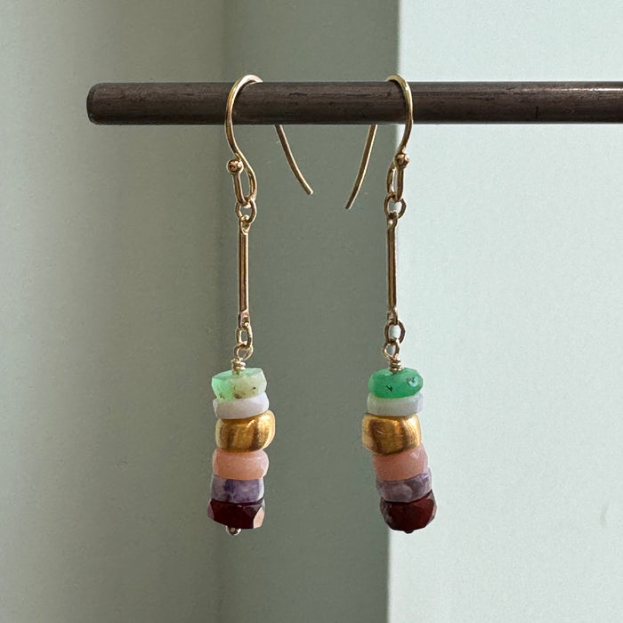 Stacked opals earrings: Vermeil
