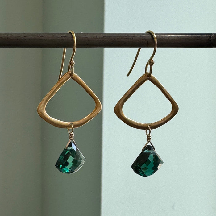 Open fan w. indicolite earrings: Vermeil
