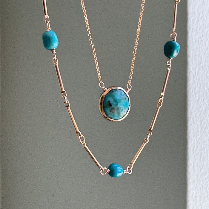Turquoise circles necklace: Vermeil