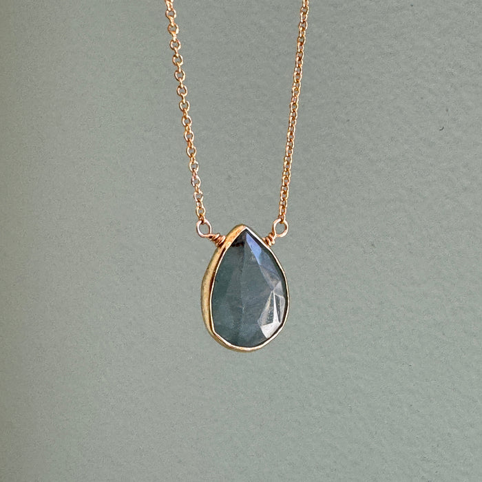 Aquamarine drop necklace: Vermeil