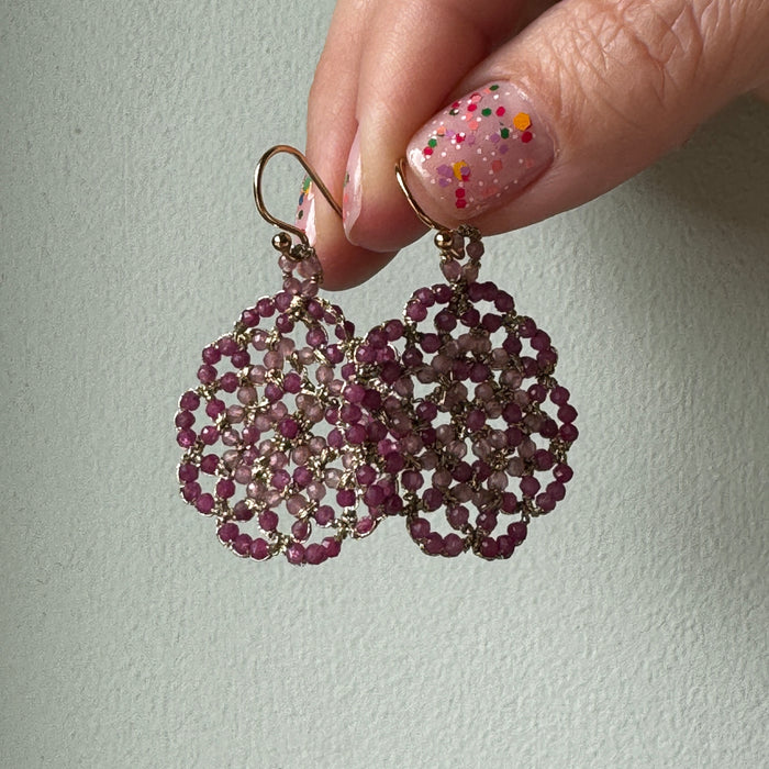 Woven Pink Blossom Earrings