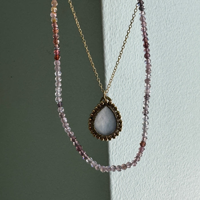 Chalcedony Teardrop with Golden Orbit