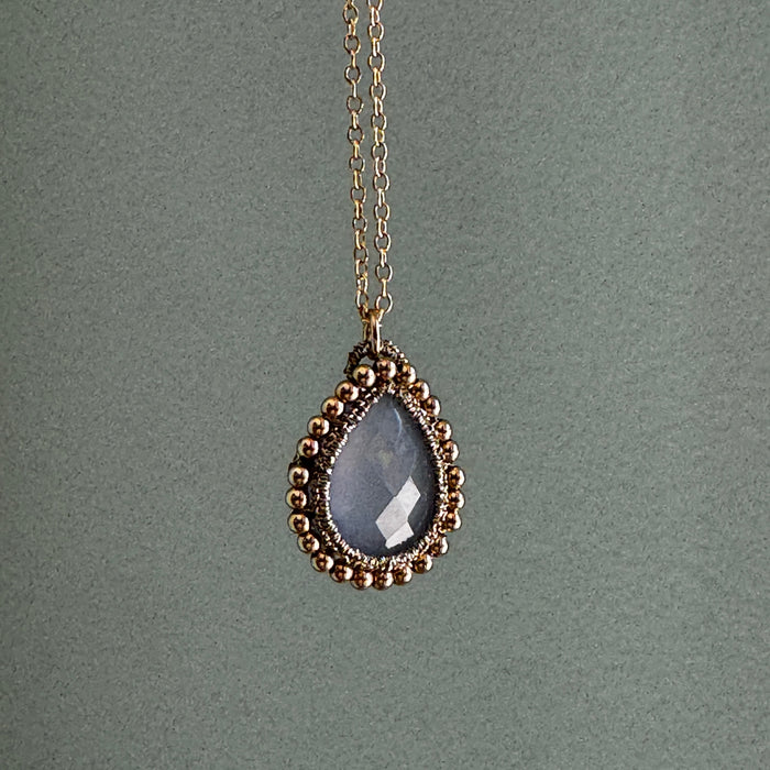 Chalcedony Teardrop with Golden Orbit