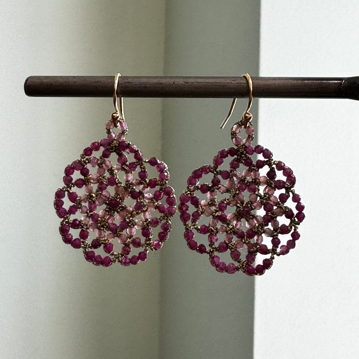 Woven Pink Blossom Earrings