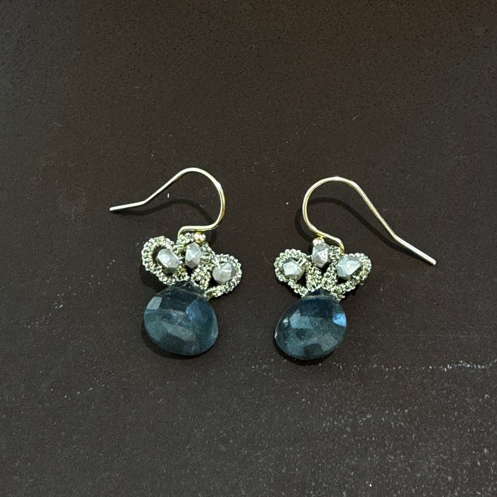 Woven Labradorite Loop Earrings