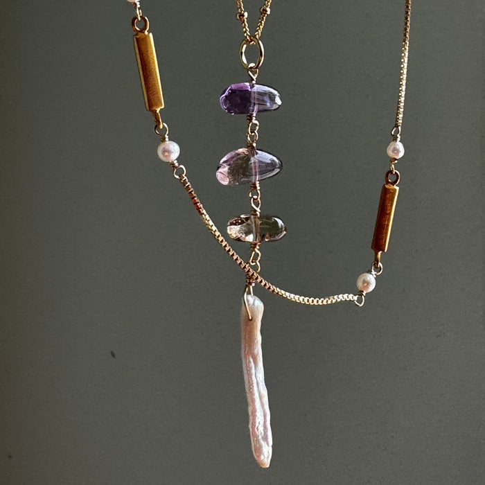 ametrine and pearl necklace