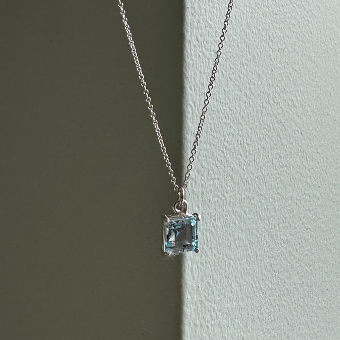 blue topaz square necklace