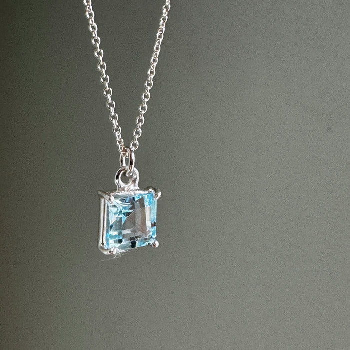 blue topaz square necklace