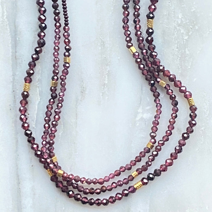 Garnet + Seed Double Necklace