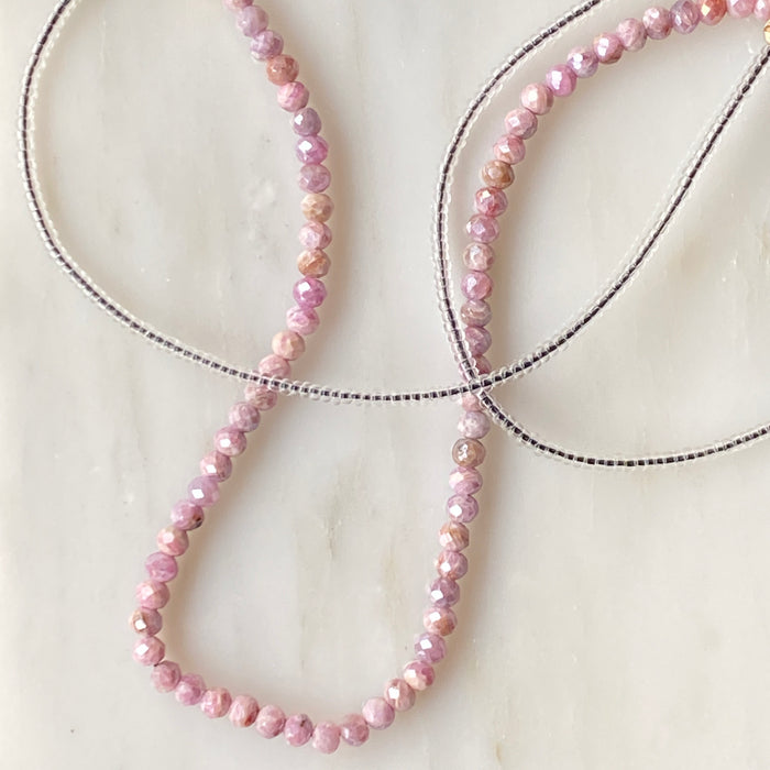 Pink Silverite Bead Necklace