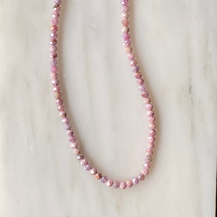 Pink Silverite Bead Necklace