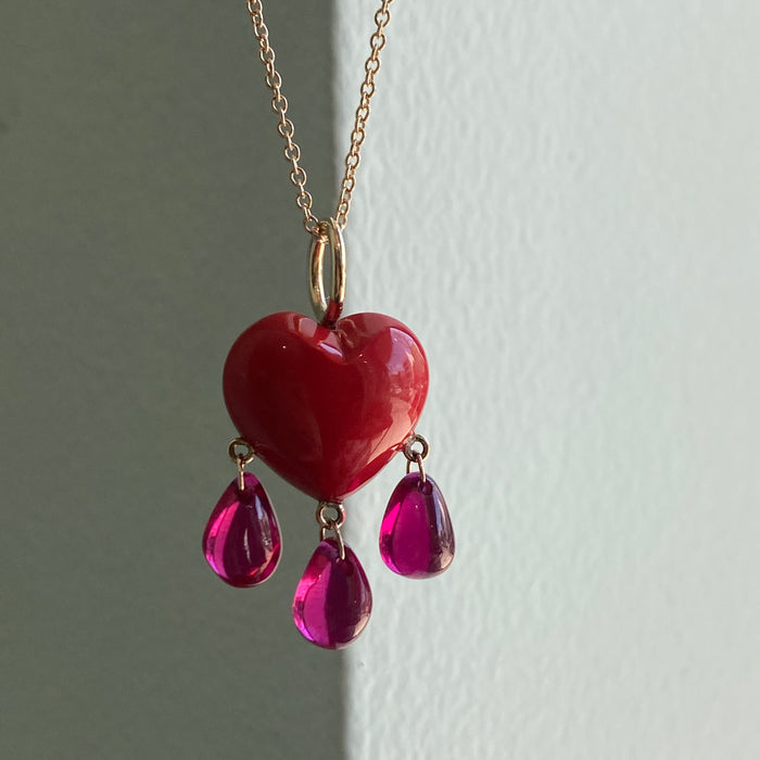 Bleeding Heart Charm, Coral