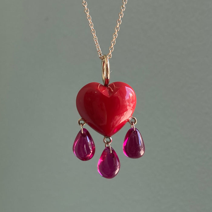 Bleeding Heart Charm, Coral