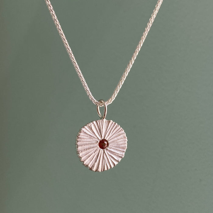 Circle Dig Pendant with Peach Sapphire