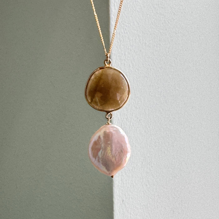 Sapphire & pearl necklace: Vermeil