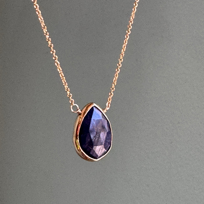 Sapphire drop necklace: Vermeil