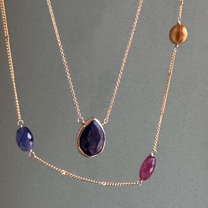 Sapphire drop necklace: Vermeil