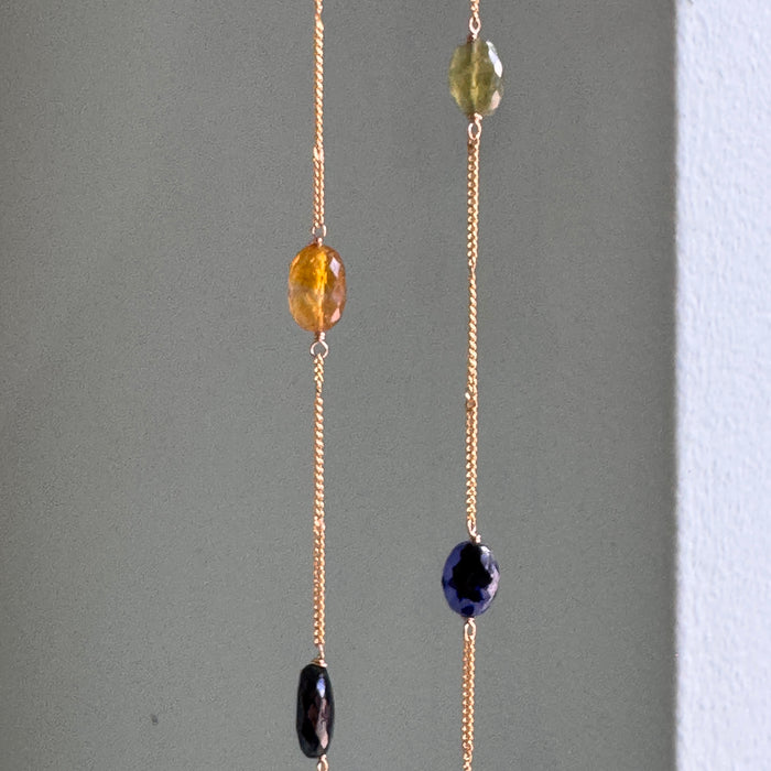 Multi sapphire on chain necklace: Vermeil