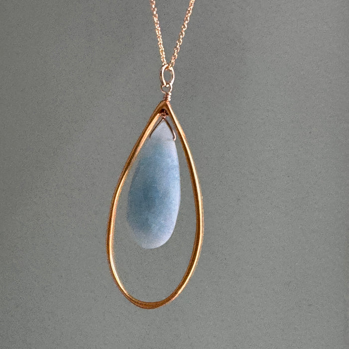 Large Open Teardrop Aquamarine Necklace