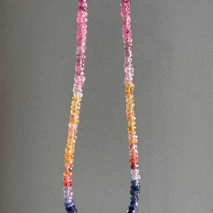 Long drop on multi sapphire necklace: Silver