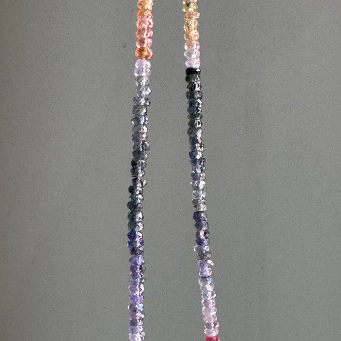 Long drop on multi sapphire necklace: Silver