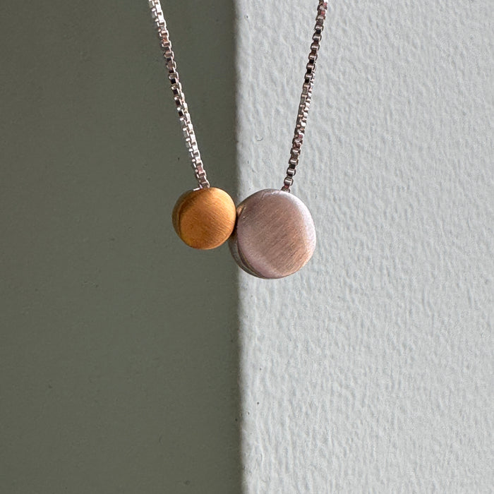 Two Small Ovals Necklace in Silver, Vermeil, or Mixed: Mixed