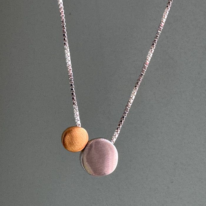 Two Small Ovals Necklace in Silver, Vermeil, or Mixed: Mixed