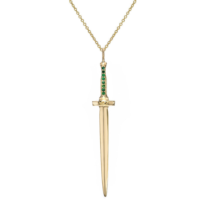 Large Dagger Pendant, Emerald