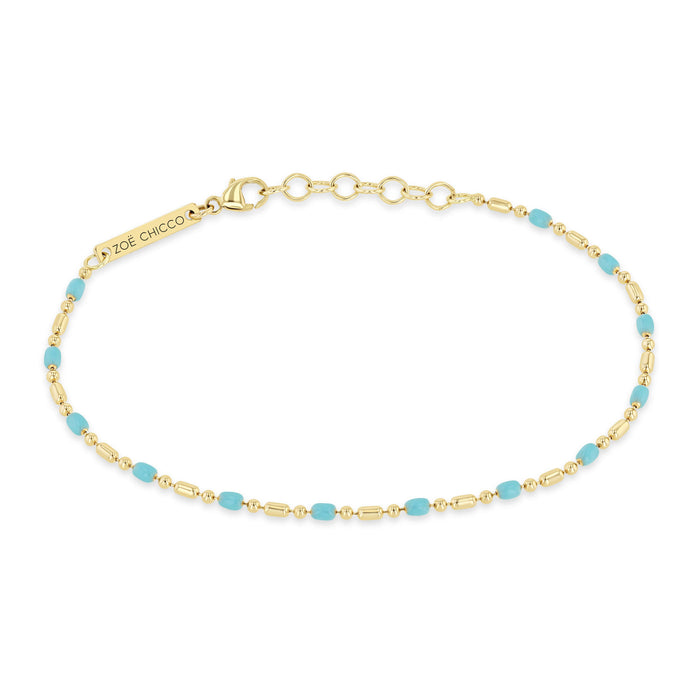 14kt Gold + Enamel Bracelet, Turquoise