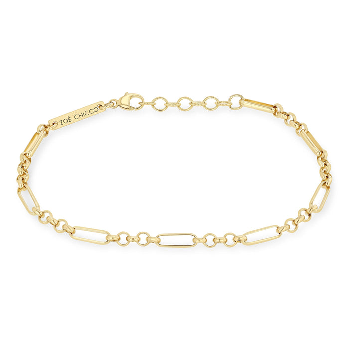 14kt Gold Medium Paperclip Rolo Chain Bracelet