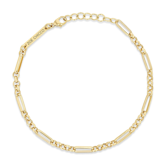 14kt Gold Medium Paperclip Rolo Chain Bracelet