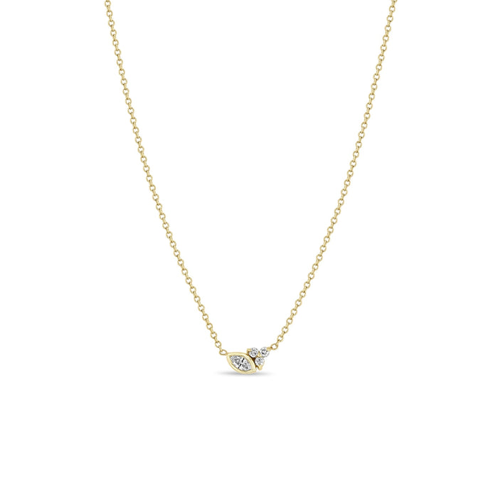 14kt Diamond Marquis + Prong Trio Necklace