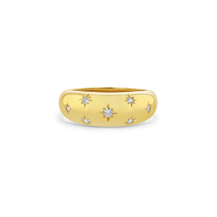 14kt Small Aura Ring with Star Set Diamonds
